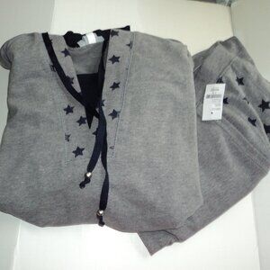 New 2pc Catherines Women's Plus 2X 22/24W Sweatshirt Capri Pants Gray Blue